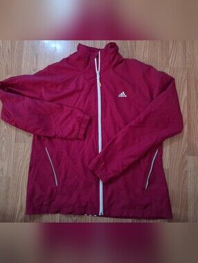 ADIDAS Y2K Full Zip Up Windbreaker.  Womens. Size Large.  Color: Fushia/Pink